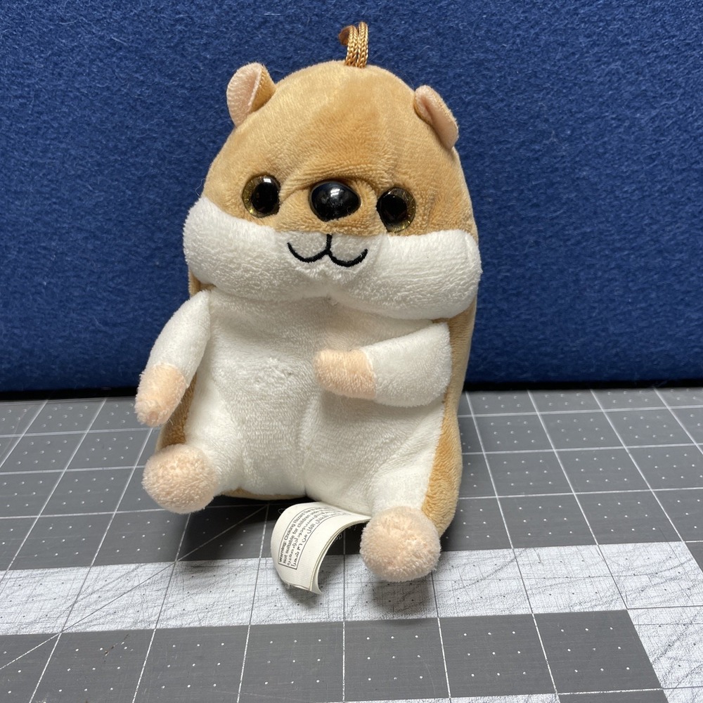 Nanco HAMSTER GERBIL GOPHER Plush Toy BELLY BUDDIES 5" Gold Glitter Eyes Beige